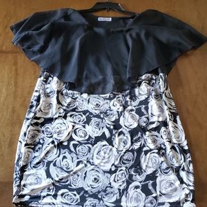 NEXTMIA Dress Black w/ White Rose's Size 18